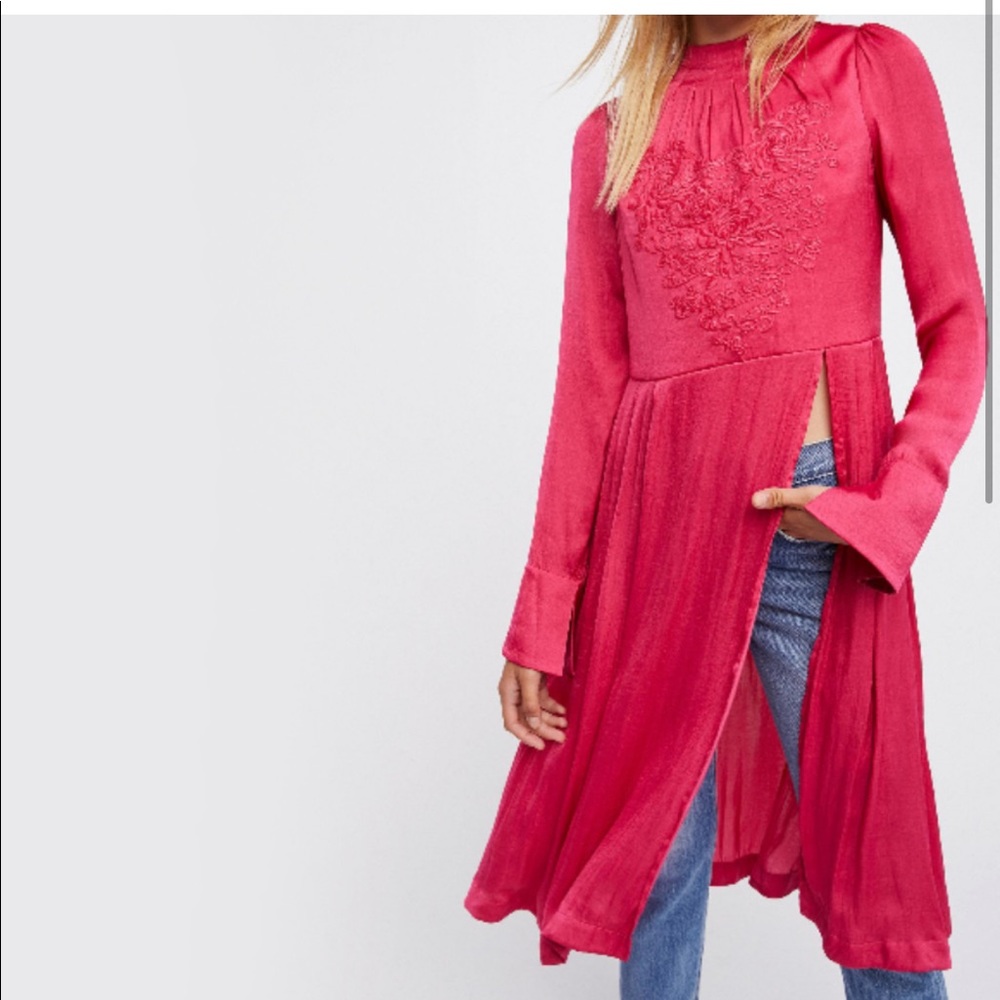 Free People New Day Embroidered Tunic Size M